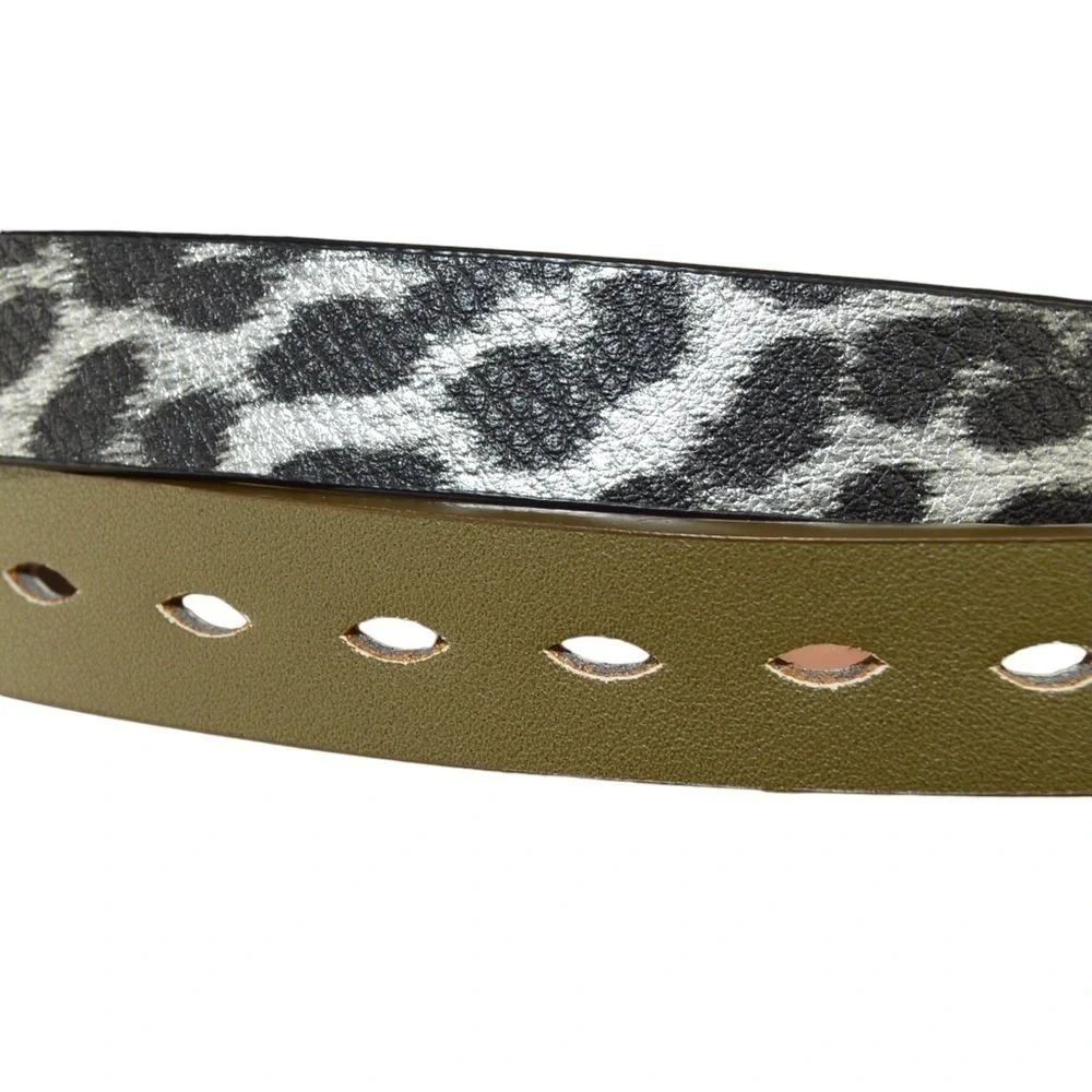 Pair of Steve Madden Faux Leather Belts - XL‎ & L, Drab Olive & Leopard